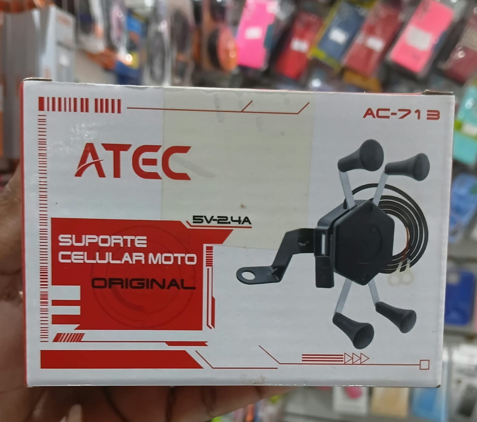 Suporte celular para moto com carregador