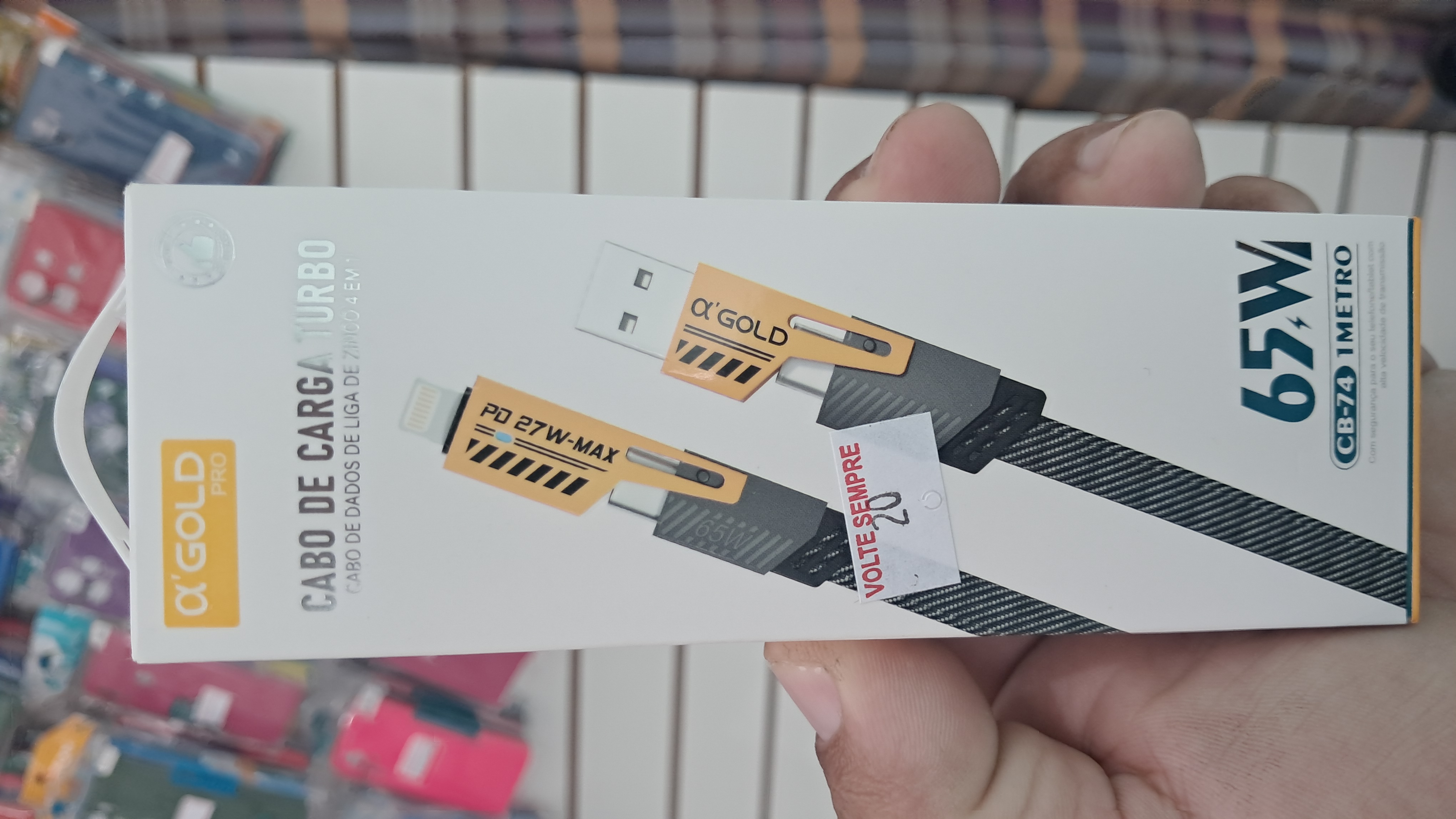 Cabo Gold 3 em 1. Tipo-c, IPhone, USB
